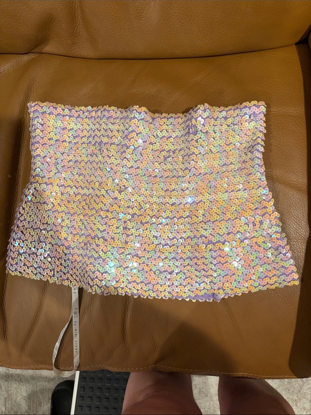 Sequin Mini Skirt in Iridescent Pastel